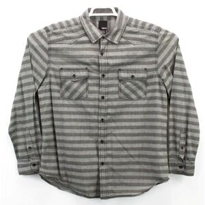 Bar III Mens XL‎ Gray Striped Western Long Sleeve Button Front Shirt Two Pocket